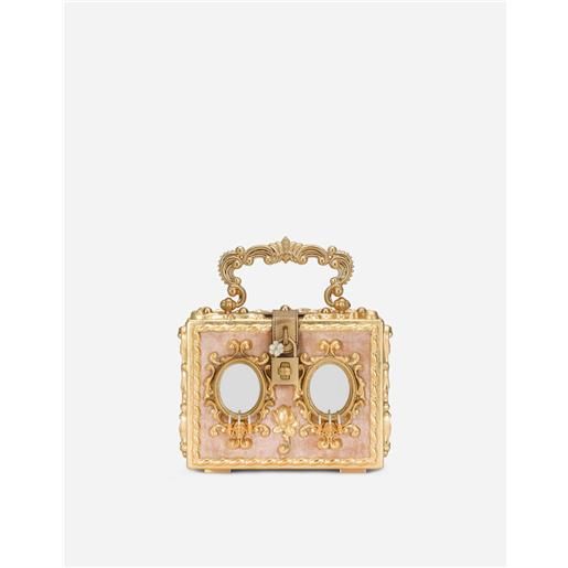 Dolce & Gabbana calfskin dolce box bag with rhinestone and mirrored detailing