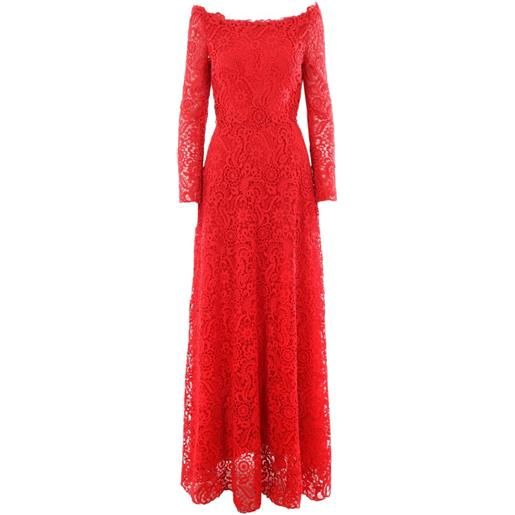 Valentino Garavani floral lace detail dresswide - rosso