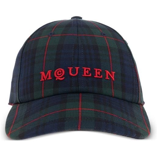 Alexander McQueen cappello a quadri con logo - blu