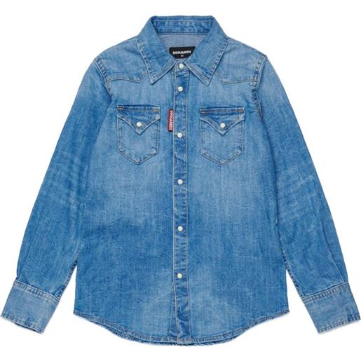 DSQUARED2 KIDS camicia denim con tasche - blu