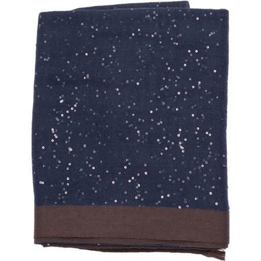 Brunello Cucinelli sciarpa in cashmere con paillettes - blu