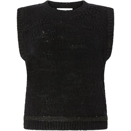 Genny canotta con paillettes - nero