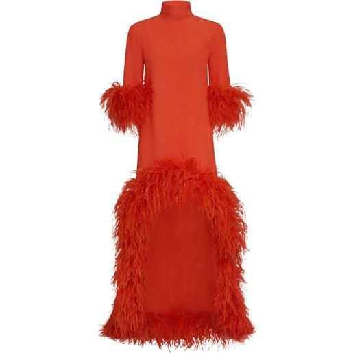 Taller Marmo abito con decorazione gina extravaganza con finitura in piume - arancione