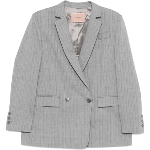 TWINSET blazer doppiopetto gessato - grigio