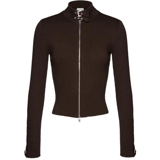 Magda Butrym top a coste con zip - marrone