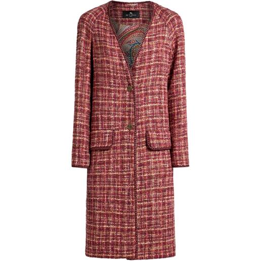ETRO cappotto monopetto in tweed - rosso