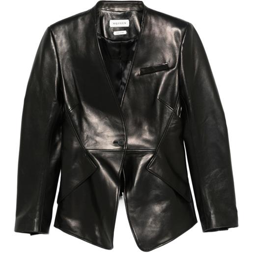 Alexander McQueen giacca monopetto in pelle - nero