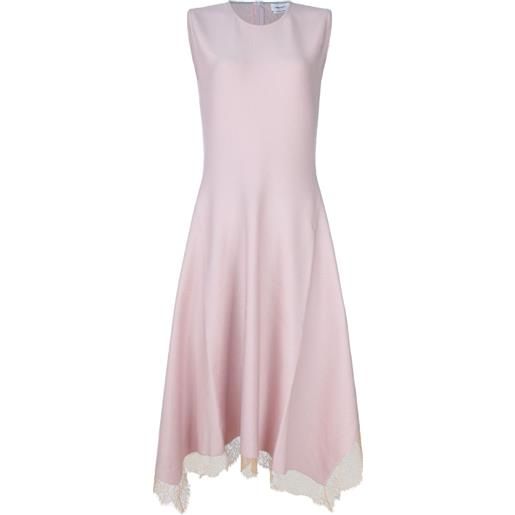 Alexander McQueen abito midi smanicato con finiture in pizzo - rosa
