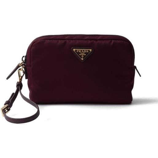 Prada trousse make up con logo - marrone