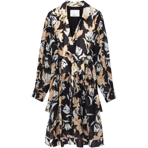 3.1 Phillip Lim abito midi a fiori con cintura - nero