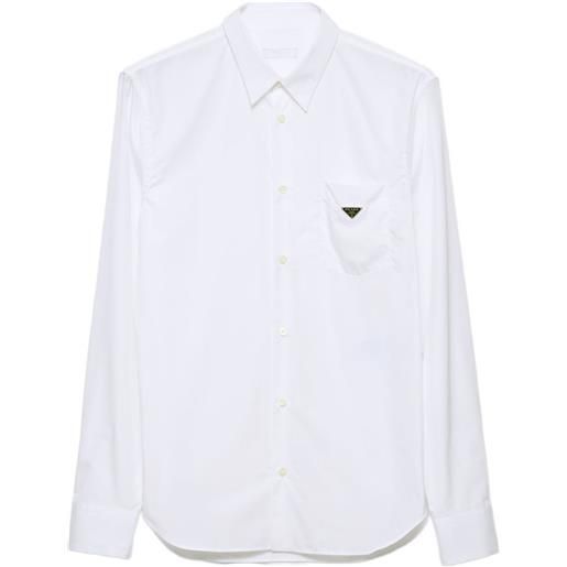 Prada camicia in cotone con tasca applicata - bianco
