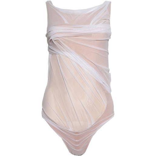 Di Petsa costume intero wetlook drappeggiato - bianco