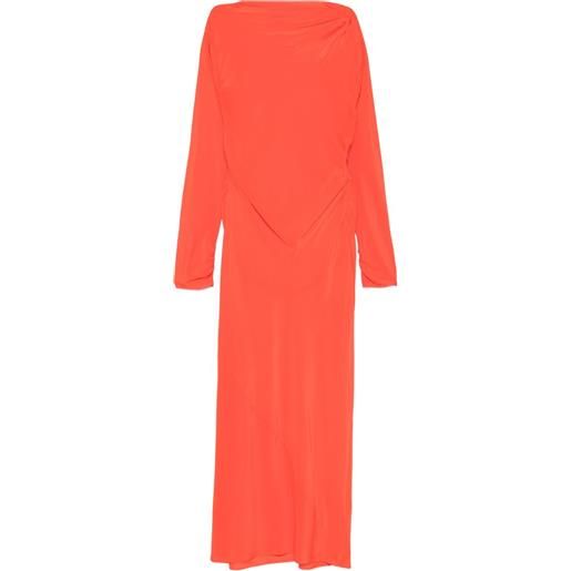 SIR. abito midi drappeggiato a maniche lunghe - arancione