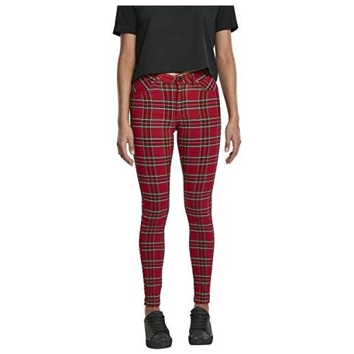 Urban Classics ladies skinny tartan pants pantaloni, multicolore (red/blk 00200), 38 (taglia produttore: 32) donna