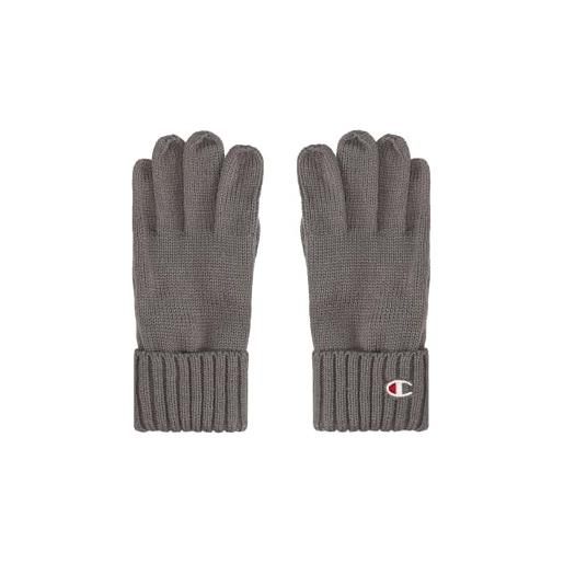 Champion lifestyle caps (806067) - recycled acrylic knitted yarn c-logo guanti invernali, grigio fumo (dece), m-l unisex - adulto fw24