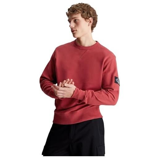 Calvin Klein uomo felpa badge crew neck cotone, nero (ck black), s