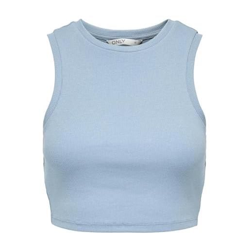 ONLY onlvilma s/l cropped tank top jrs noos canotta, blu, m donna