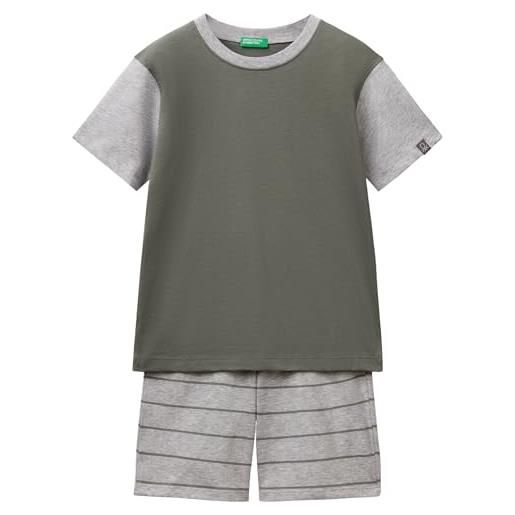 United Colors of Benetton pig(t-shirt+short) 30960p08r set di pigiama, verde, m bambino