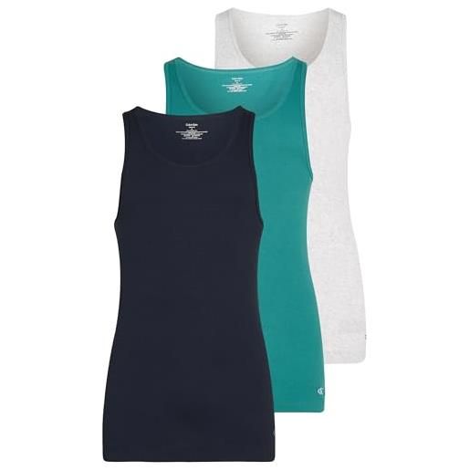 Calvin Klein uomo canotte confezione da 3 in cotone, multicolore (shoreline, snow hthr, lively teal), m