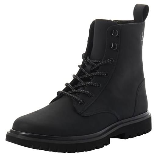 Calvin Klein eva boot mid laceup rebellious ym0ym01071, stivali uomo, nero (triple black), 44.5 eu