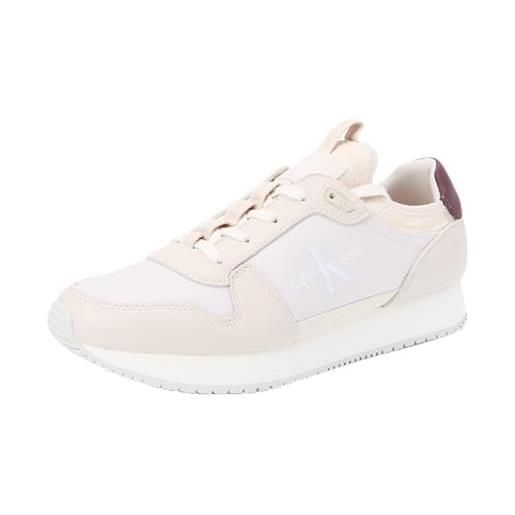 Calvin Klein uomo sneakers da runner retro sock scarpe, beige (eggshell/c white), 44