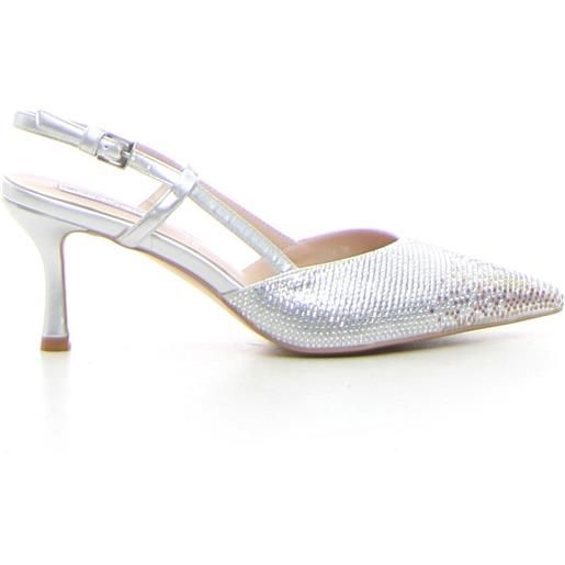 QUEEN HELENA décolleté slingback con strass - donna - silver