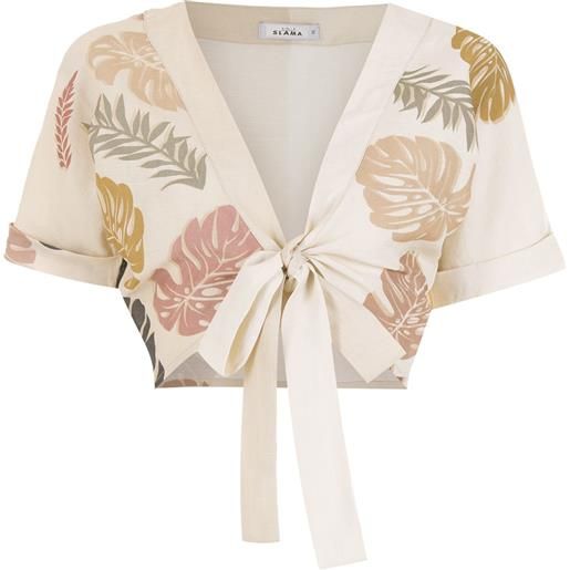 Amir Slama top crop con stampa - toni neutri