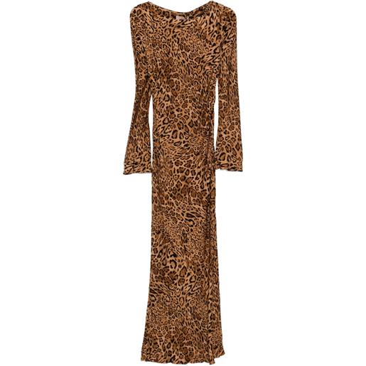 TWINSET abito con stampa leopardata - marrone