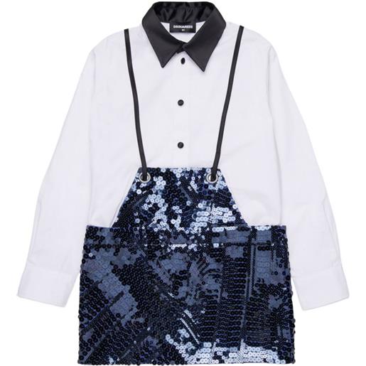 DSQUARED2 KIDS abito corto con paillettes - bianco