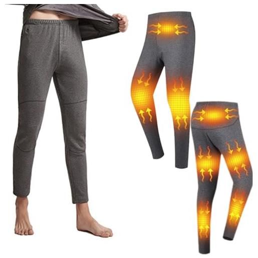 FYRTA pantaloni riscaldanti uomo 8 zone di riscaldato biancheria intima termica pantaloni leggings invernali per sci, trekking, escursionismo pesca caccia, gray, m