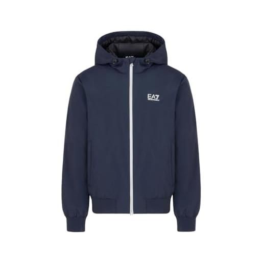 Emporio Armani ea7 bomber da uomo con cappuccio core identity in tessuto tecnico, 8npb21 (it, testo, m, regular, regular, blue)