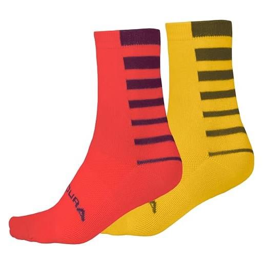 Endura coolmax - calze da ciclismo unisex, a righe, colore: melograno, s-m