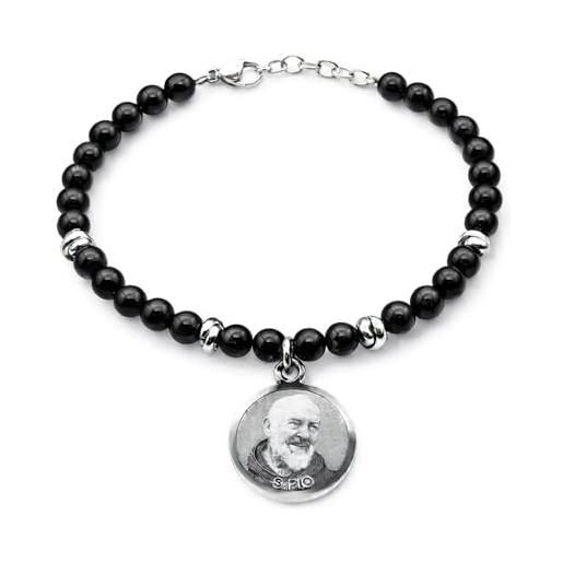 Bracciale con croce uomo donna inciso personalizzabile gioiello con croce cristiano religioso regalo comunione regali cresima bracciale con versetto biblico nero - Italia