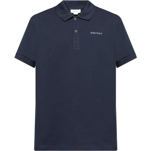 Alexander McQueen polo con logo ricamato - blu