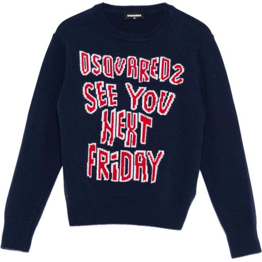 DSQUARED2 KIDS maglione con logo a intarsi - blu