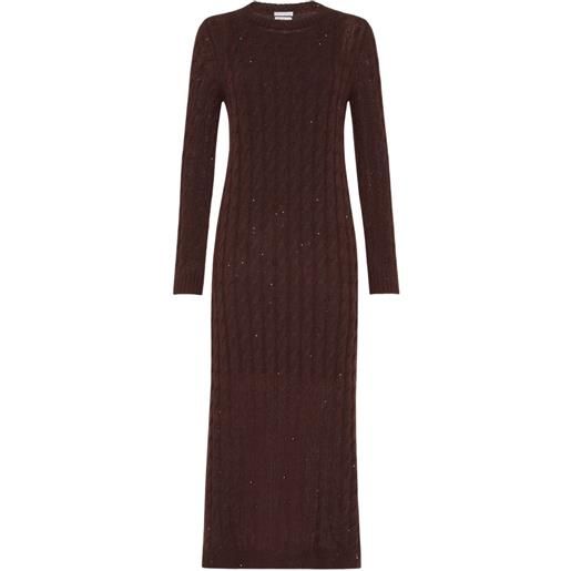 Brunello Cucinelli abito midi con paillettes - marrone