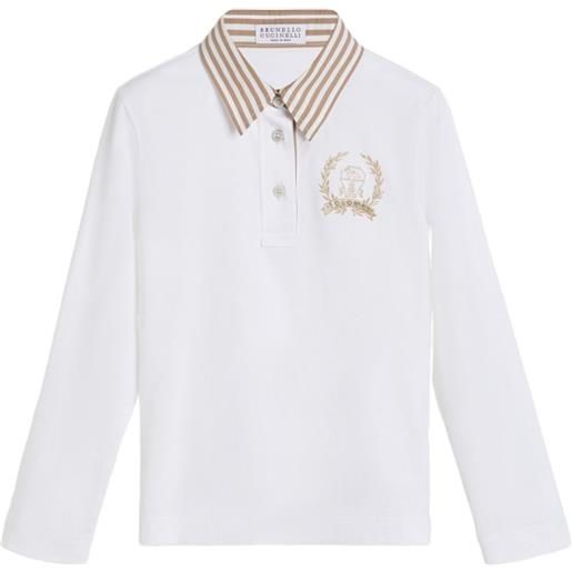 Brunello Cucinelli Kids polo in jersey - bianco
