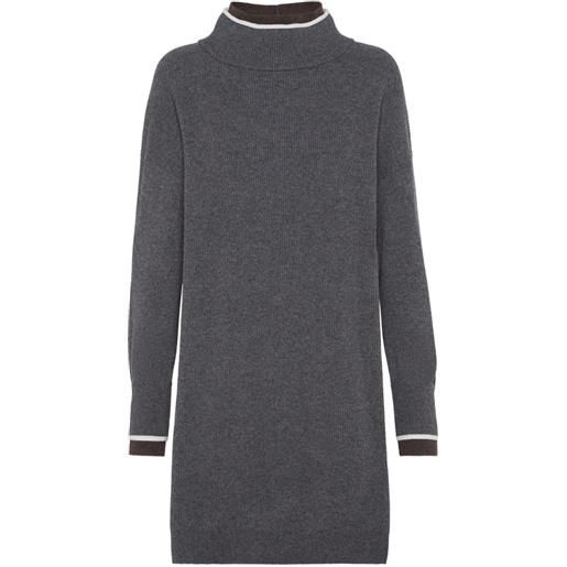 Brunello Cucinelli abito corto a coste - grigio