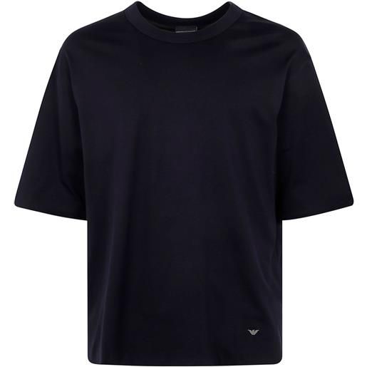 Emporio Armani t-shirt in cotone con applicazione logo - nero
