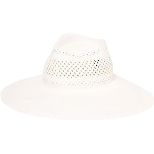 Borsalino cappello a tesa larga traforato - bianco