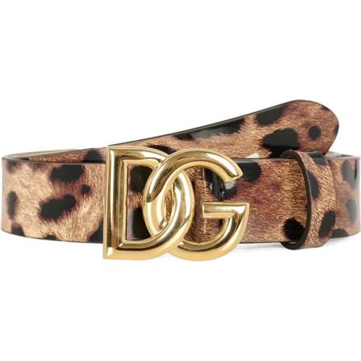 Dolce & Gabbana Kids cintura leopardata con fibbia dg - marrone
