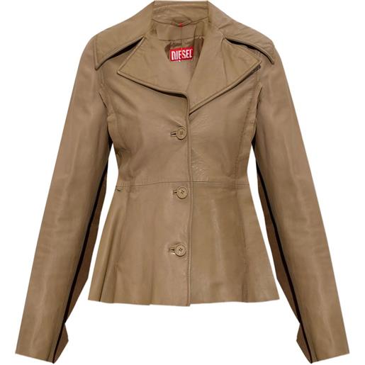Diesel giacca in pelle con bottoni - toni neutri