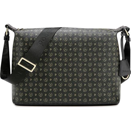 POLLINI borsa hobo heritage logo classic - nero