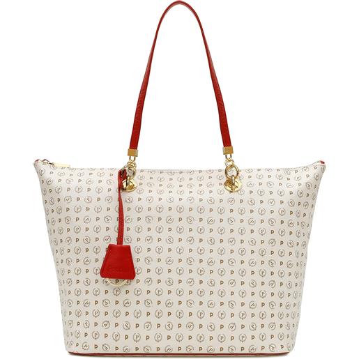 POLLINI shopping bag heritage logo classic - bianco
