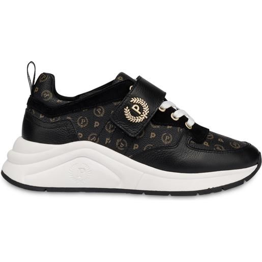 POLLINI sneakers in vitello e pvc logo heritage - nero