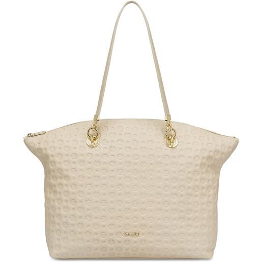 POLLINI tote bag heritage logo embossed - bianco