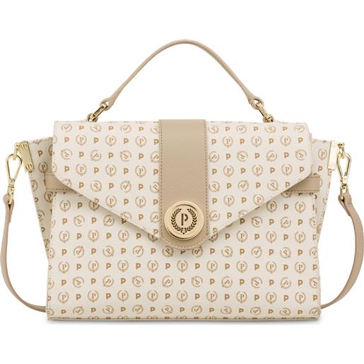 POLLINI borsa a mano strutturata heritage logo classic - avorio
