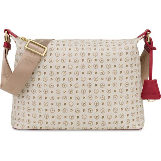 POLLINI borsa hobo heritage logo classic - bianco