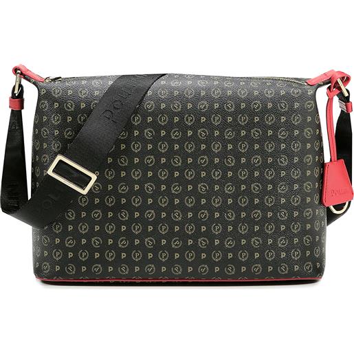 POLLINI borsa hobo heritage logo classic - nero