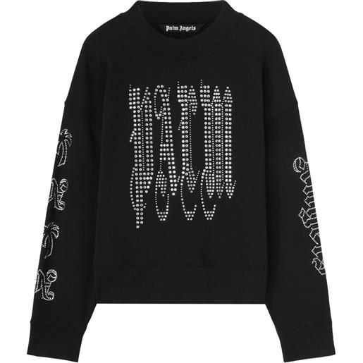 Palm Angels felpa con logo di strass - nero
